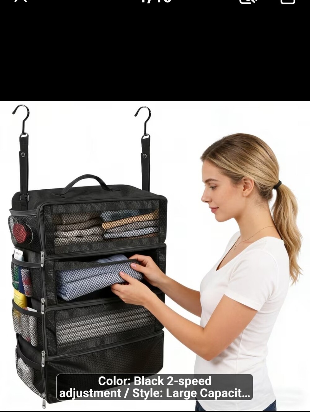 New Black Hanging Closet Organizer Storage Bag -1621-995